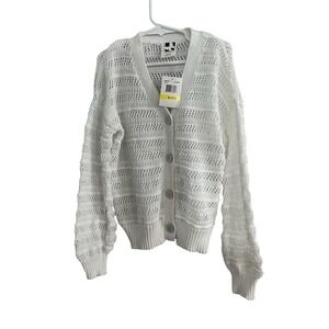 NWT Self Esteem Girls White Cardigan sweater Size M 10/12